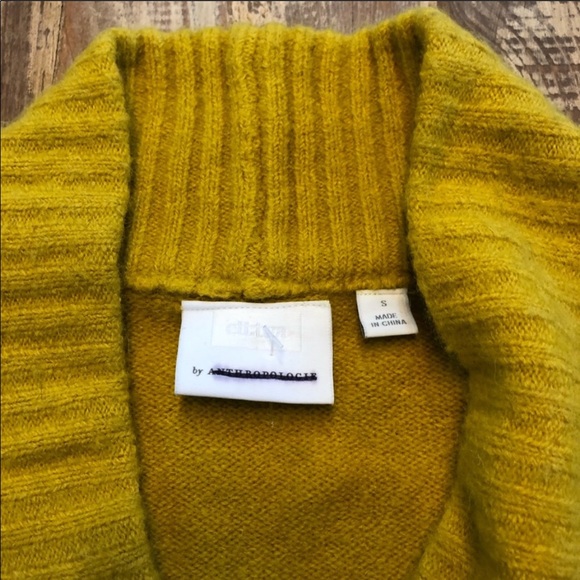 NWOT Anthropologie Yellow Wool Blend Wrap Sweater - Picture 3 of 8
